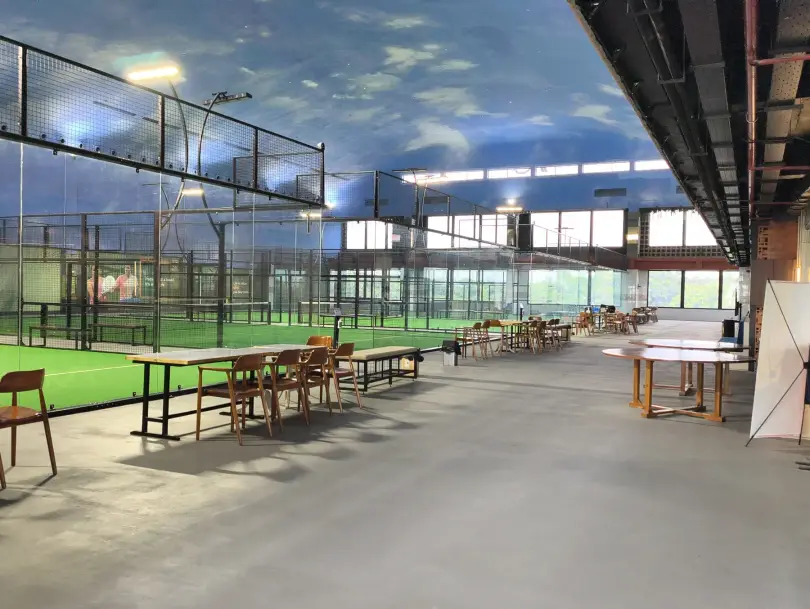 Tables along the courts
